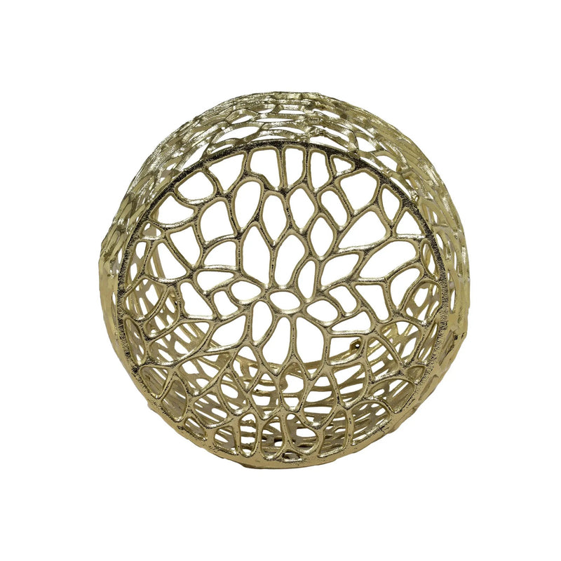 Aluminum Drum End Table with Intricate Design in Gold by HouseOfZazla
