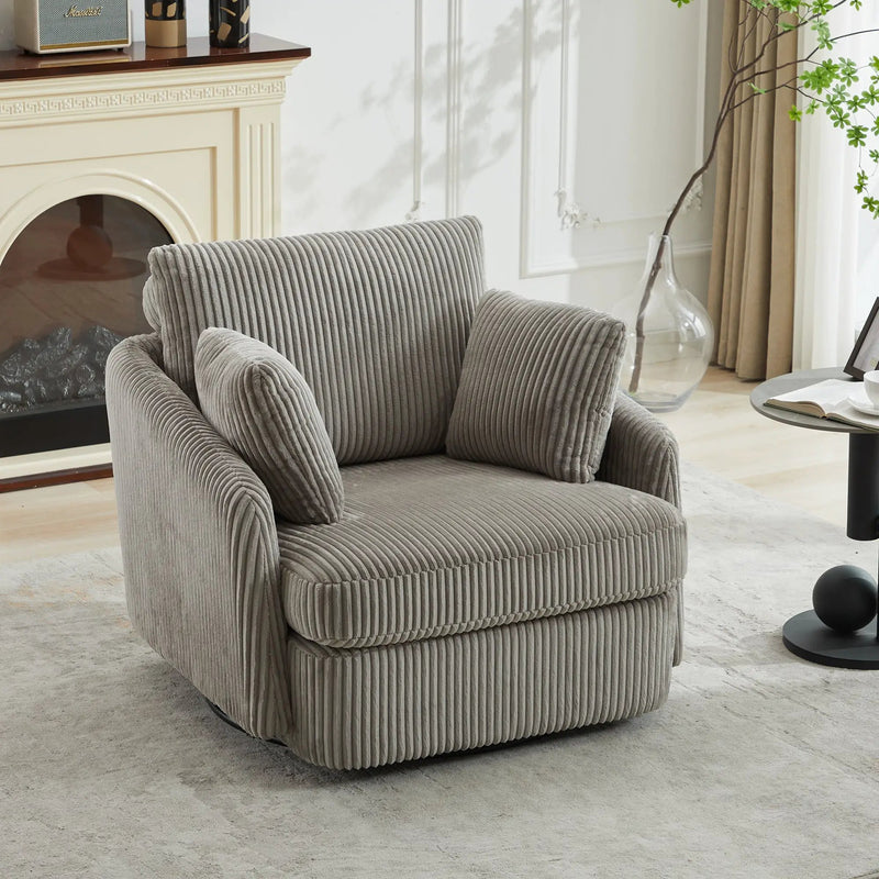 40.55"W Swivel Accent Chair with 2 Throw Pillows by HouseOfZazla