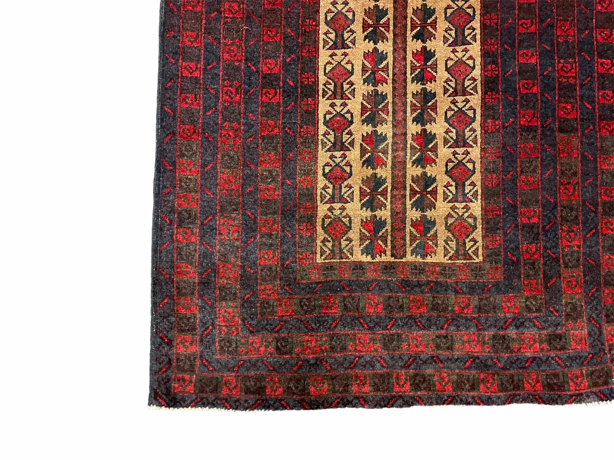 3 X 3.5 New Vintage Handmade Wool Rug Tribal Turkoman Balouch Red Prayer Rug by Jewel Rugs