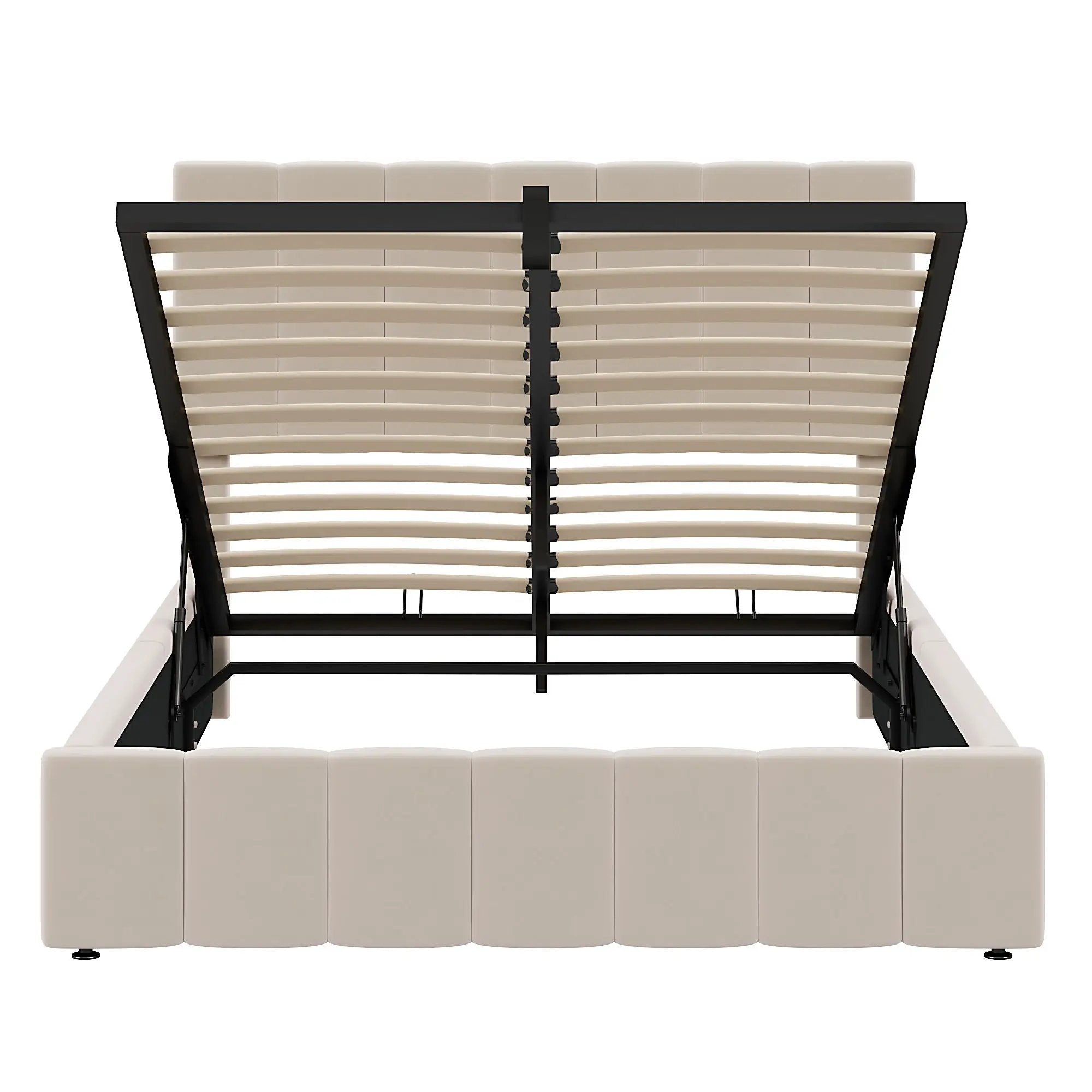Elegant Upholstered Platform Bed With Hydraulic Storage System