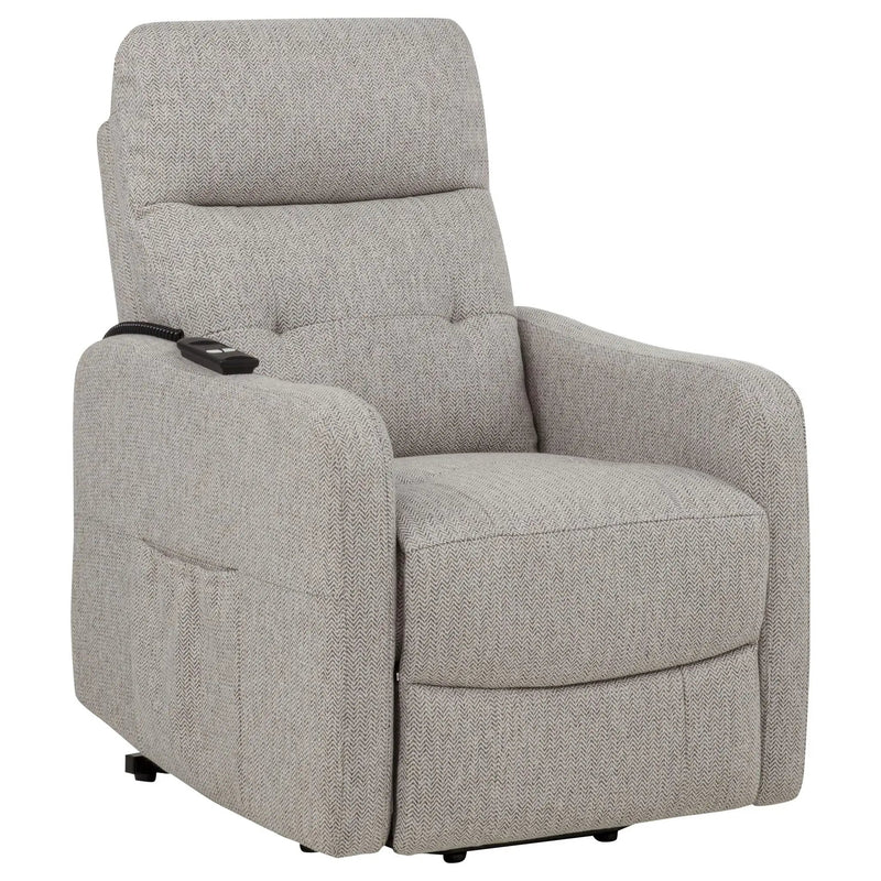 Dayes Upholstered Power Lift Recliner Chair Taupe by Unique Piece Furniture