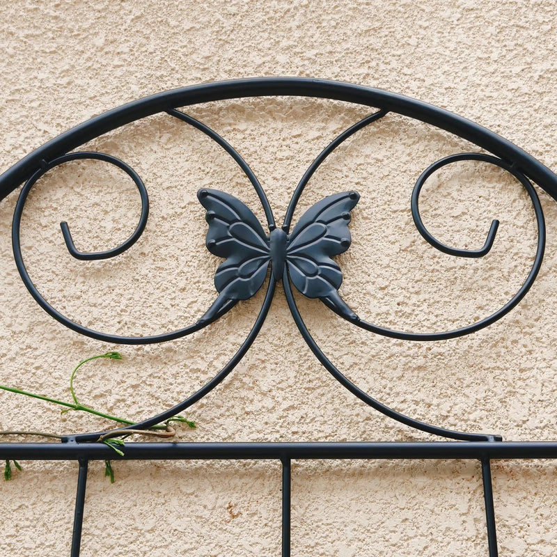 4 Pack Metal Garden Trellis 86.7" x 19.7" Rustproof Trellis for Climbing Plants Outdoor Flower Support Black by HouseOfZazla