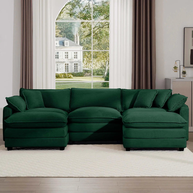 Modern Oversized Modular Cushion Sofa With Ottoman, Low Back, Deep Seating Sofa Set by Unique Piece Furniture