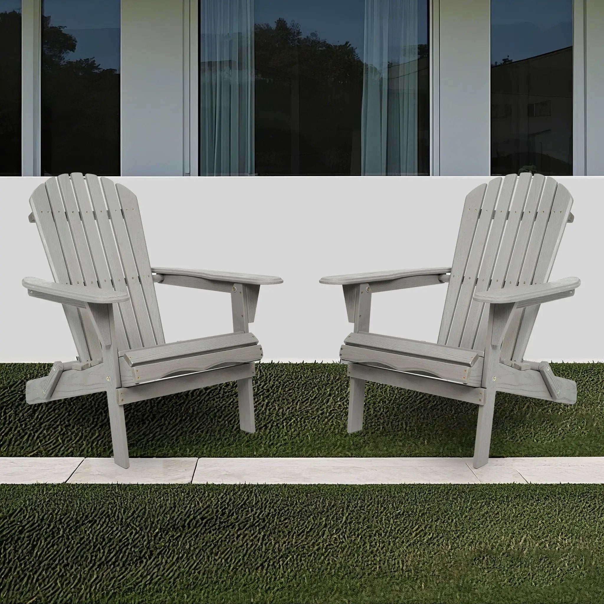Lounge Patio Chair For Garden Outdoor Wooden Folding Adirondack Chair (Set of 2) Solid Cedar Wood Lounge Patio Chair For Garden by Unique Piece Furniture