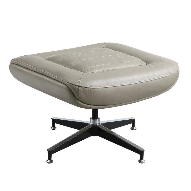 Piran - Twilight Top Grain Leather Accent Chair And Ottoman With Swivel - Gray by HouseOfZazla