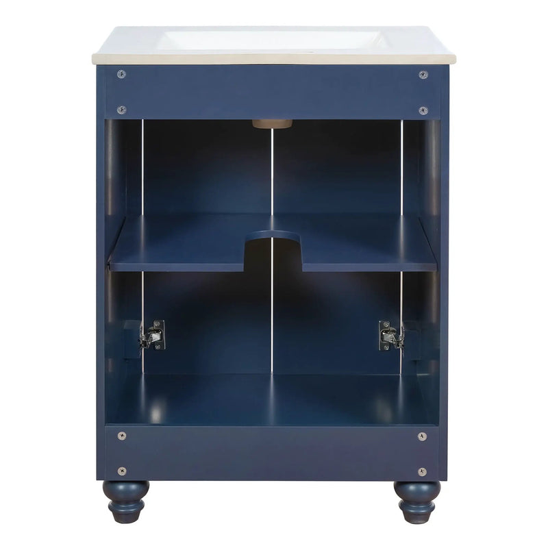 Bathroom Vanity With Ornate Elliptical Motif, Soft Close Hinges