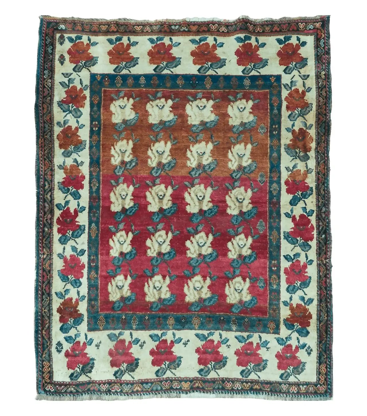 4' X 5' Semi Antique Handmade Fine Turkish Flowers Bouquet Wool Rug Nice by Jewel Rugs
