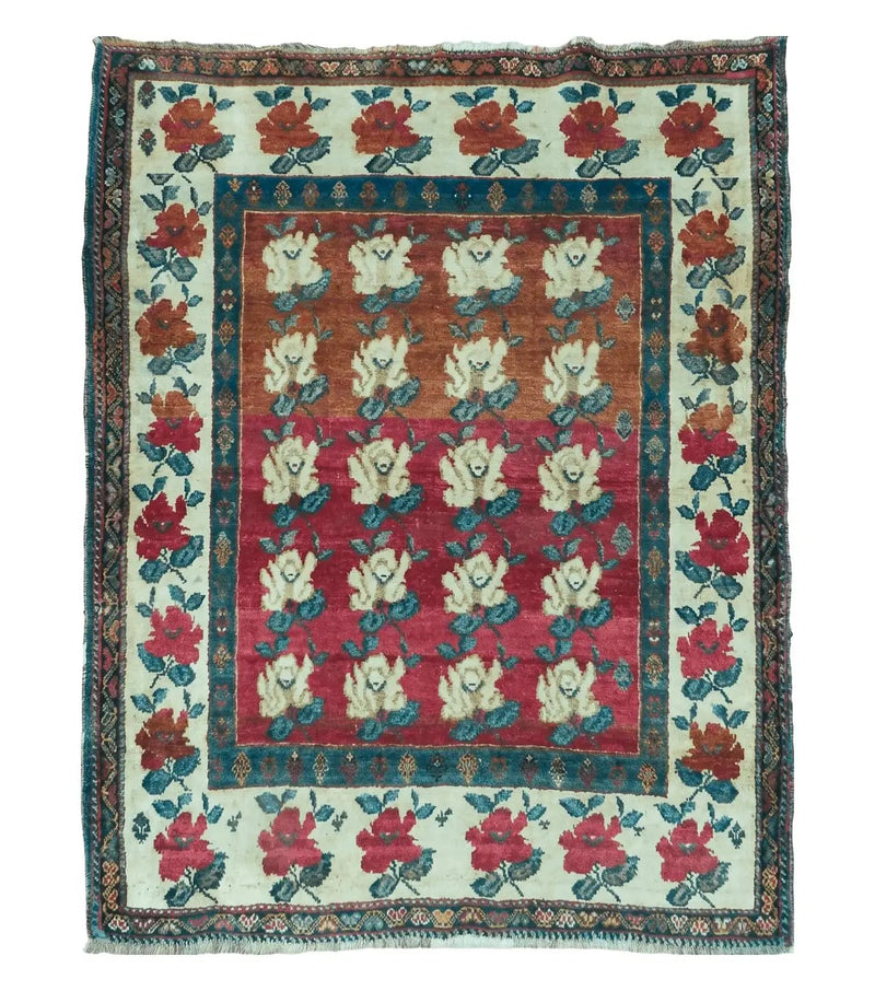 4' X 5' Semi Antique Handmade Fine Turkish Flowers Bouquet Wool Rug Nice by Jewel Rugs