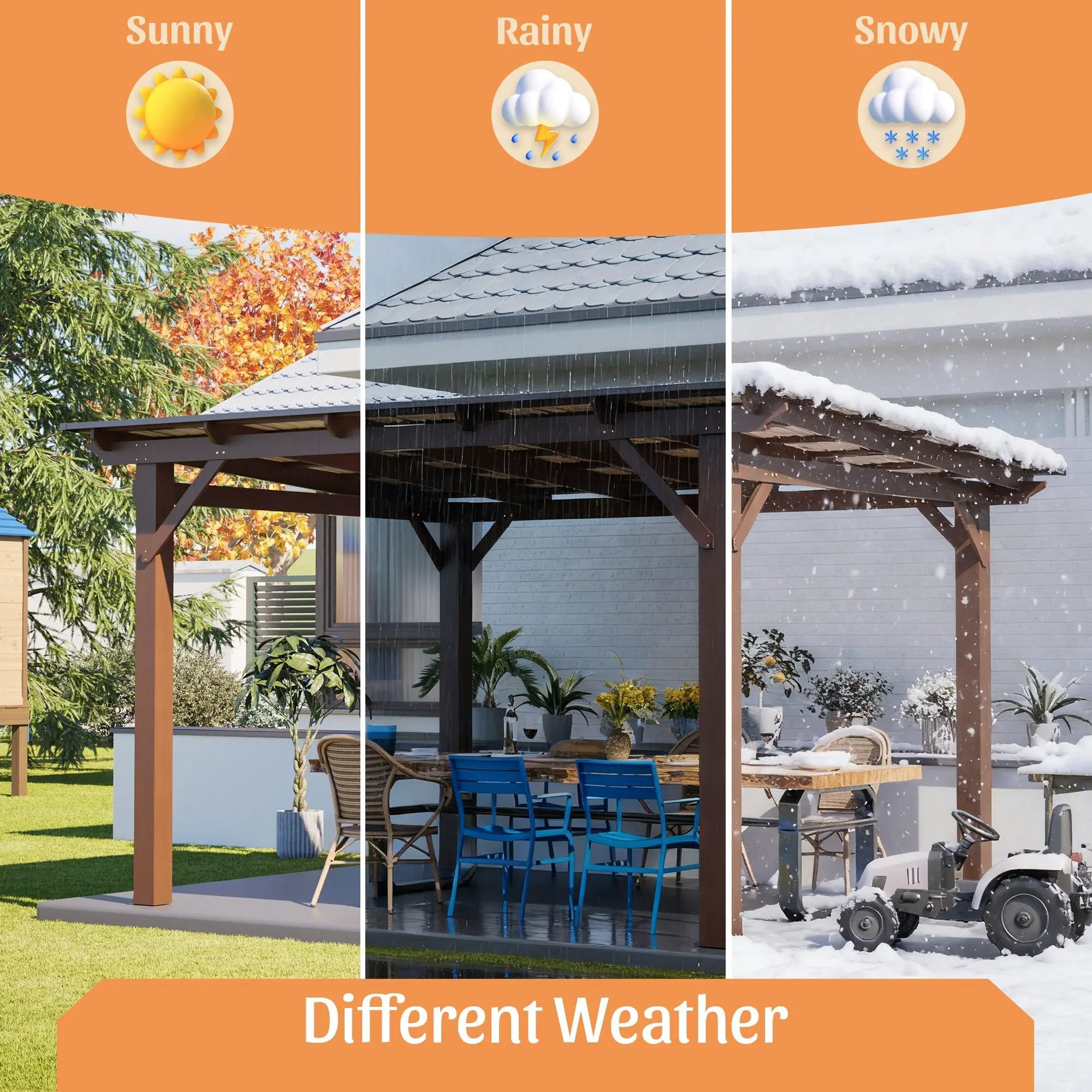 13x10ft Wooden Garden Gazebo with Metal Roof by HouseOfZazla