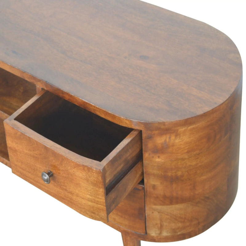 Solid Wood Rounded Entertainment Unit by HouseOfZazla