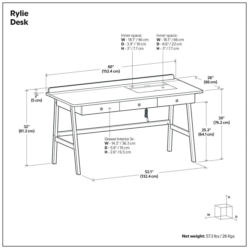 Rylie - Desk - Natural Aged Brown by HouseOfZazla