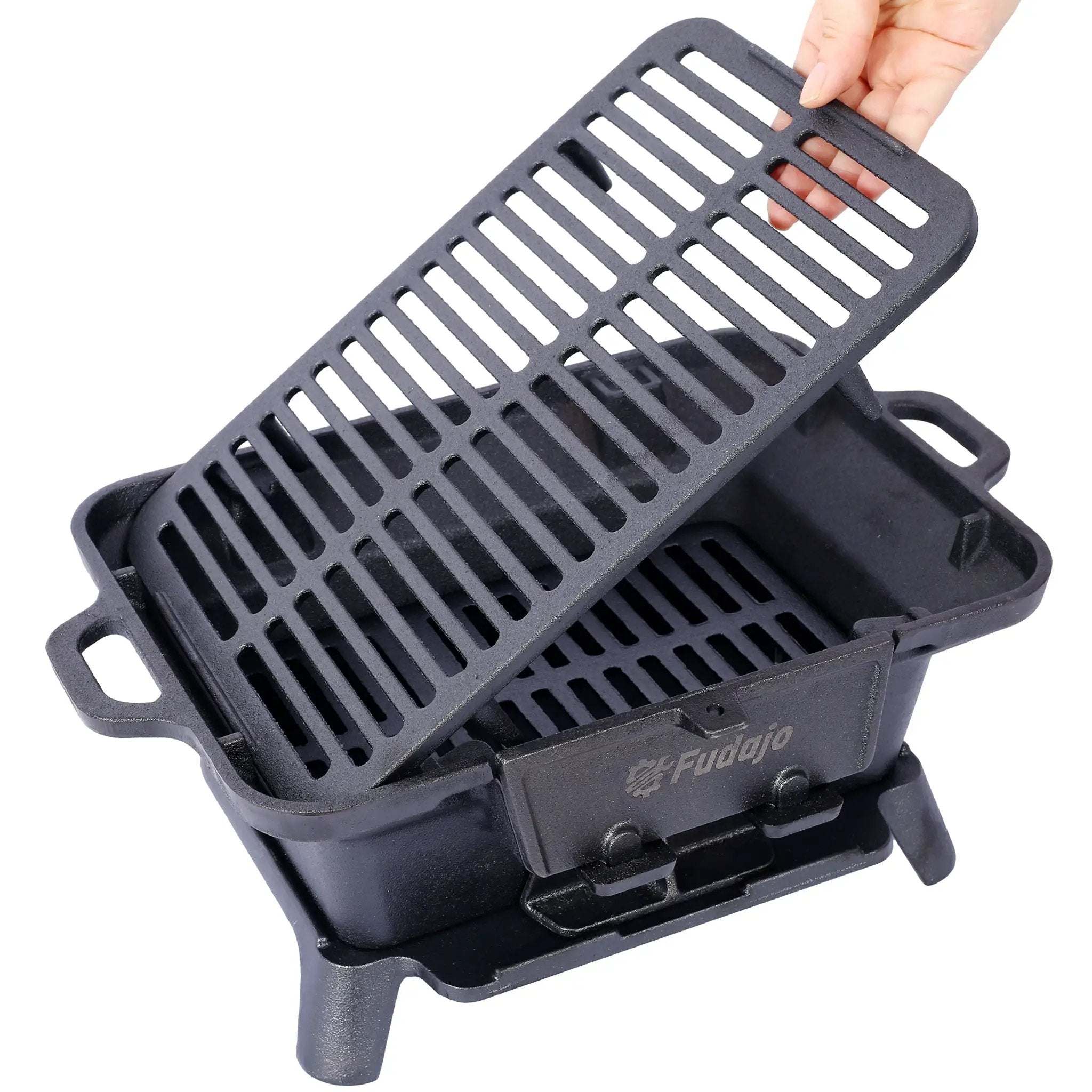 Oval Cast Iron Grill Outdoor Portable Charcoal Tabletop Skillet by HouseOfZazla
