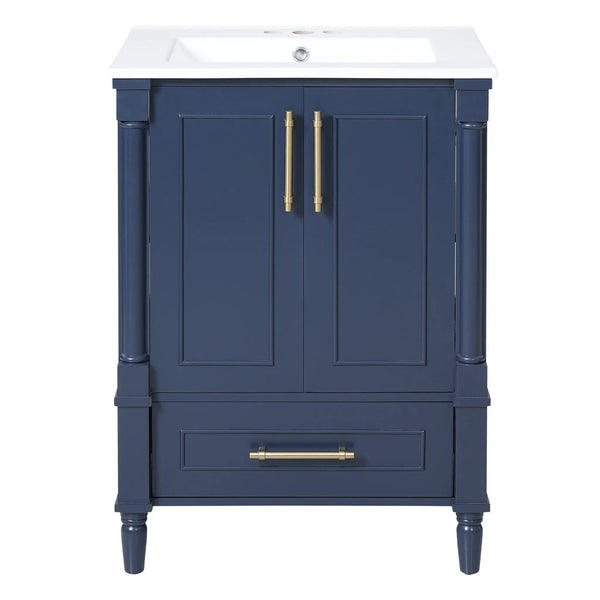 Bathroom Vanity With Ornate French Cylinder Legs, Soft Close Drawer