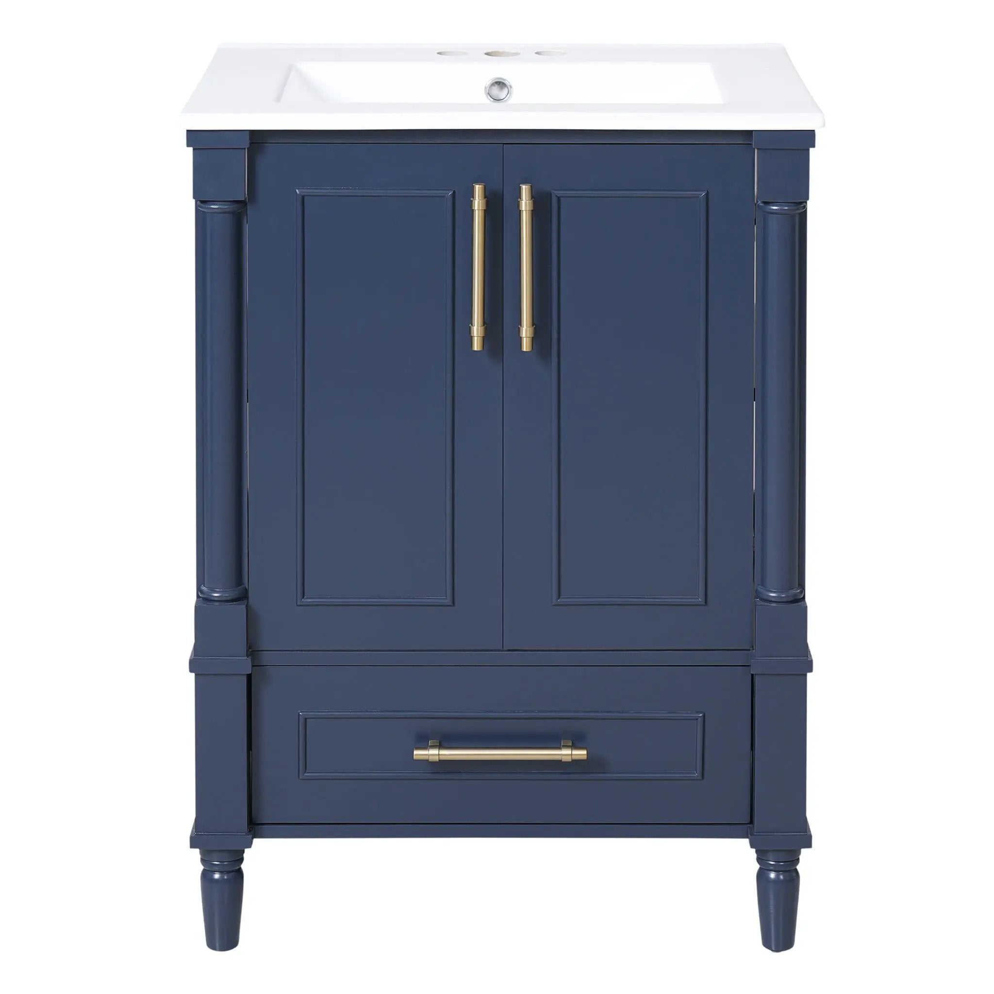 Bathroom Vanity With Ornate French Cylinder Legs, Soft Close Drawer by HouseOfZazla