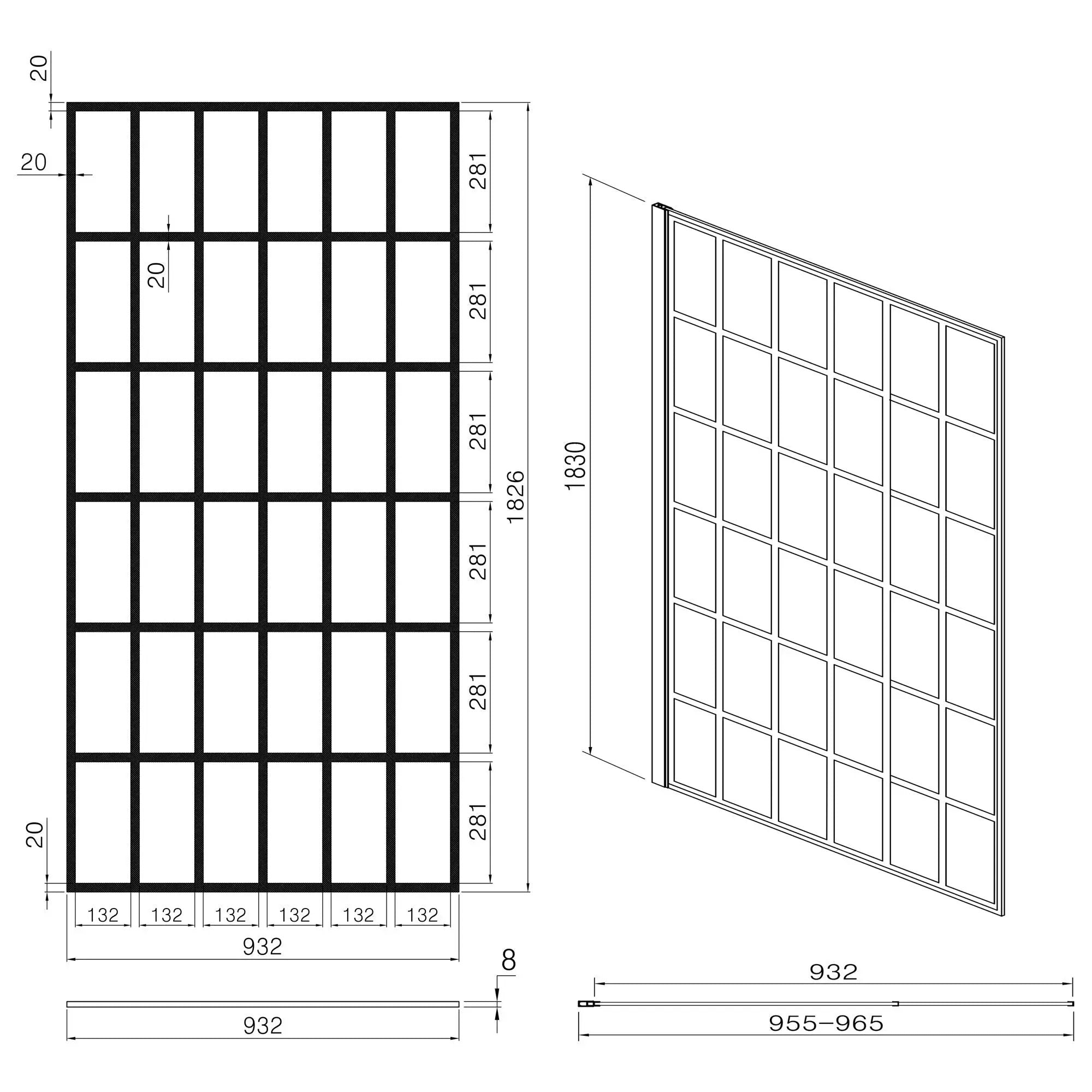 Frameless Fixed Shower Door, Open Entry Design by HouseOfZazla