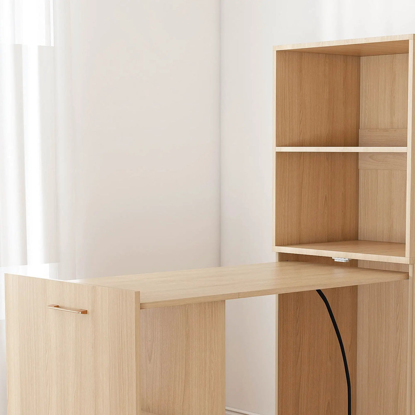 Stretchable Office Desk With Storage Shelves And Mobile Wheels by HouseOfZazla