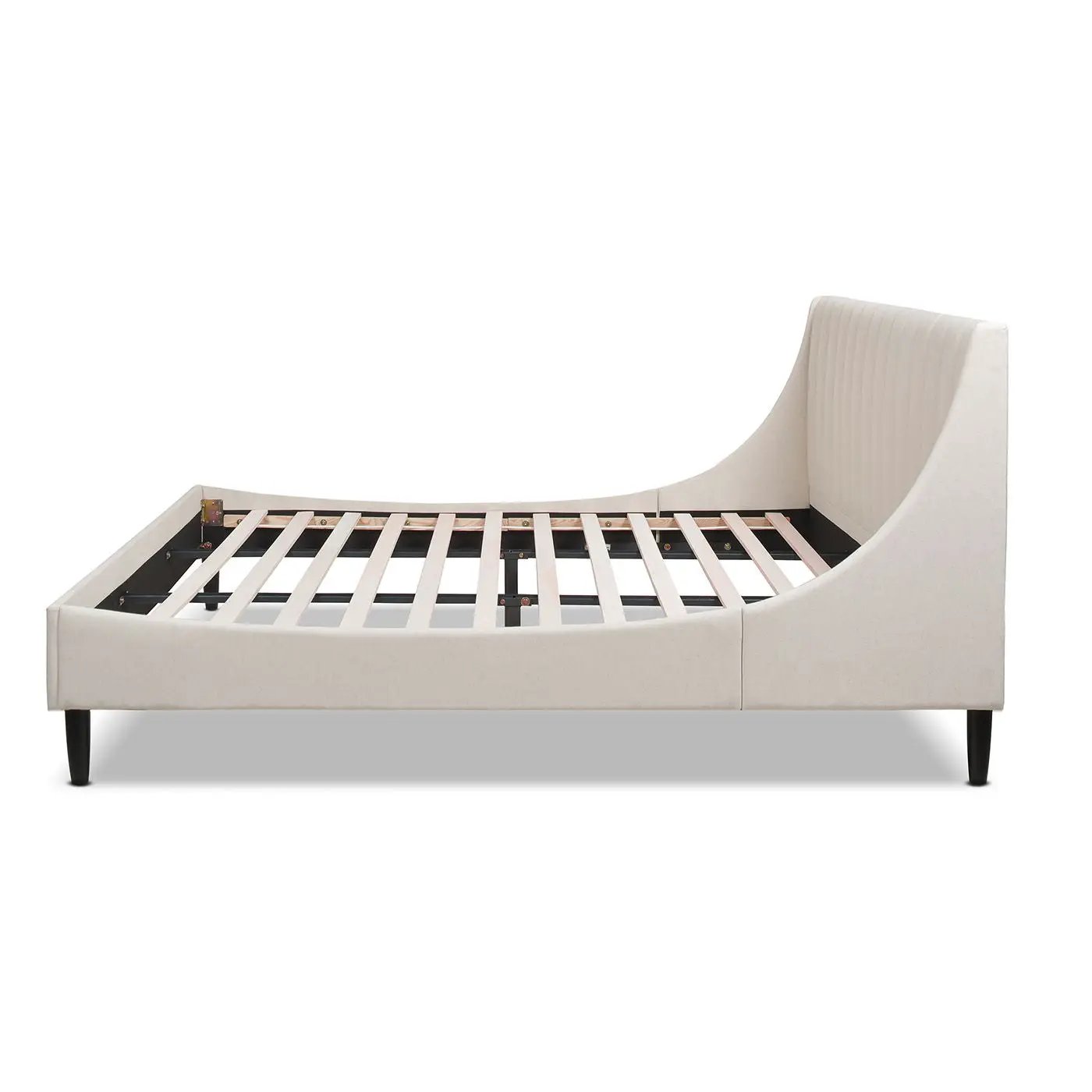 Aspen - King Vertical Tufted Headboard Platform Bed Set - Light Beige by HouseOfZazla