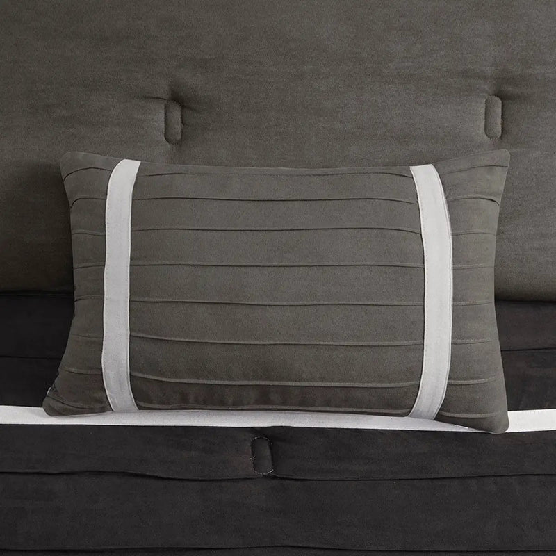7 Piece Faux Suede Comforter Set Black King by HouseOfZazla