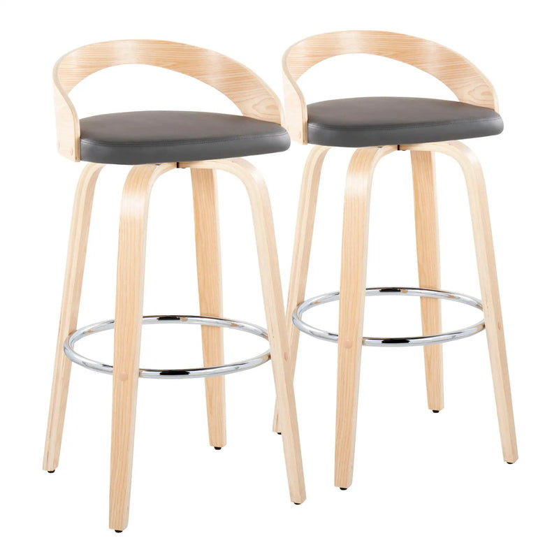 Grotto - Contemporary Fixed-Height Barstool With Swivel With Round Footrest (Set of 2) by Unique Piece Furniture