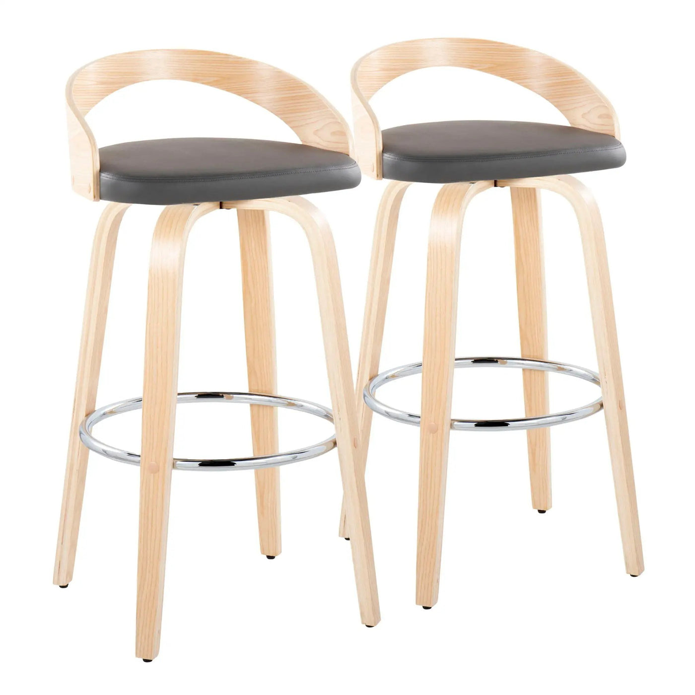 Grotto - Contemporary Fixed-Height Barstool With Swivel With Round Footrest (Set of 2) by HouseOfZazla