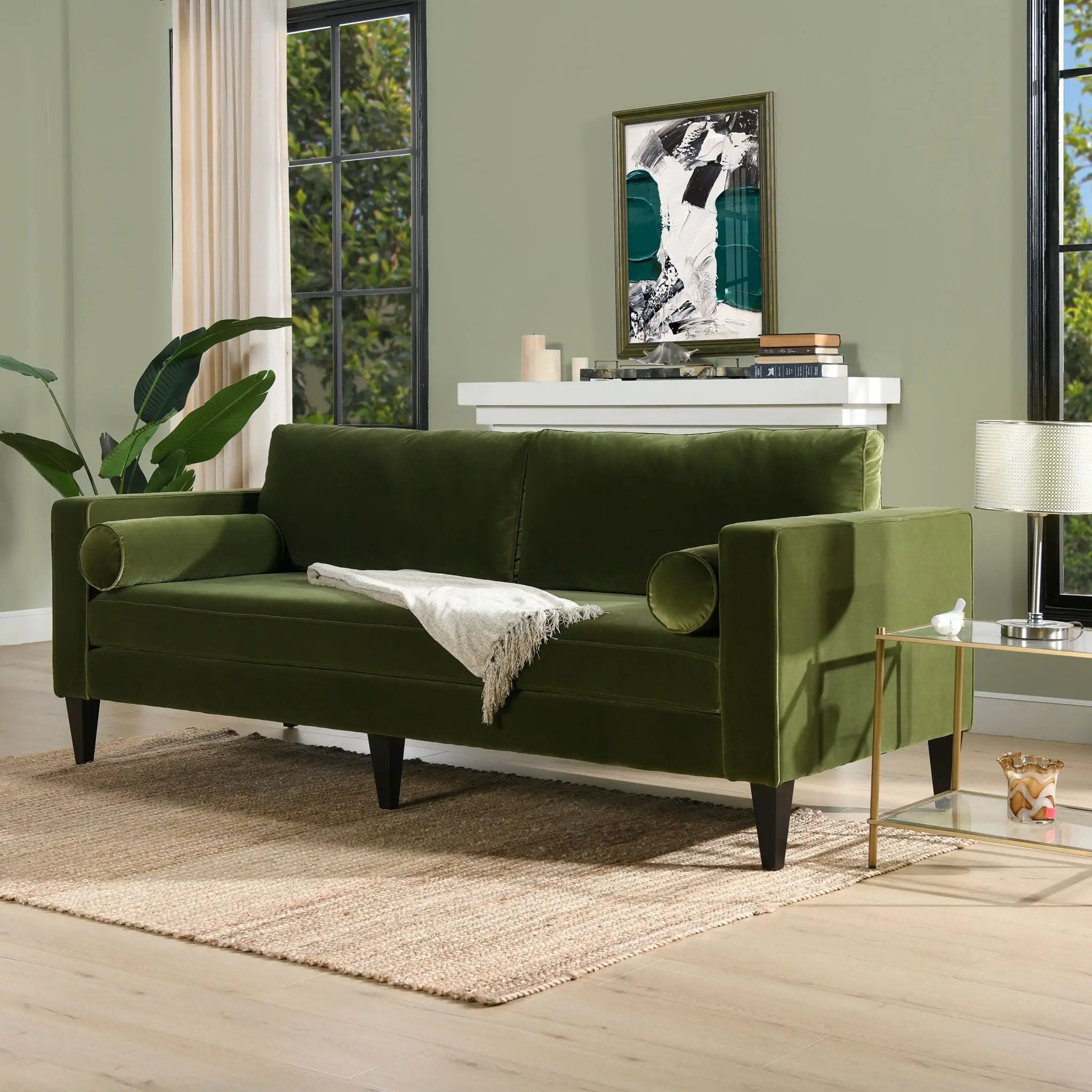 Nicholi - Mid-Century Modern Sofa - Olive Green by Unique Piece Furniture