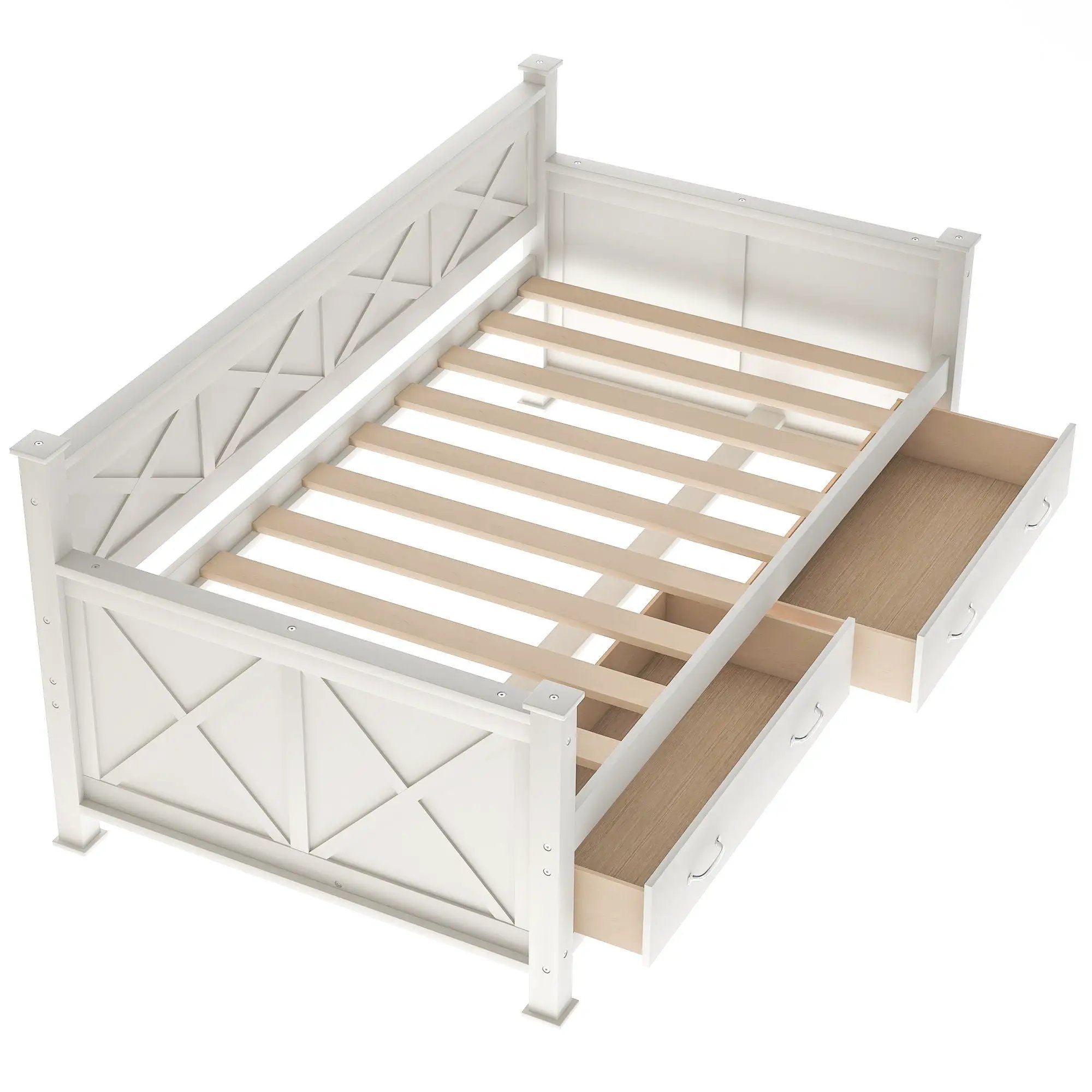 Modern Daybed With 2 Large Drawers, X Shaped Frame by Unique Piece Furniture