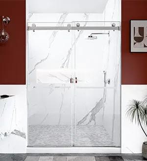 56"-60"W x 80"H Frameless Double Sliding Shower Door by HouseOfZazla