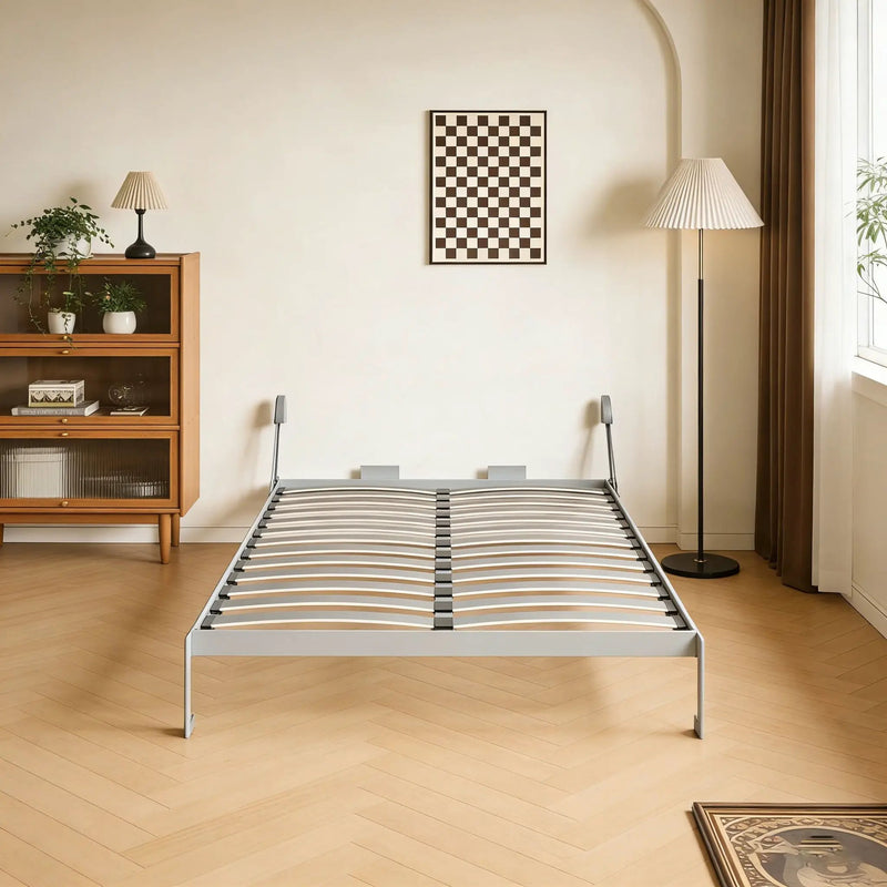 Queen Size Vertical Murphy Wall Cabinet Folding Bed With Automatic Legs - Gray by HouseOfZazla