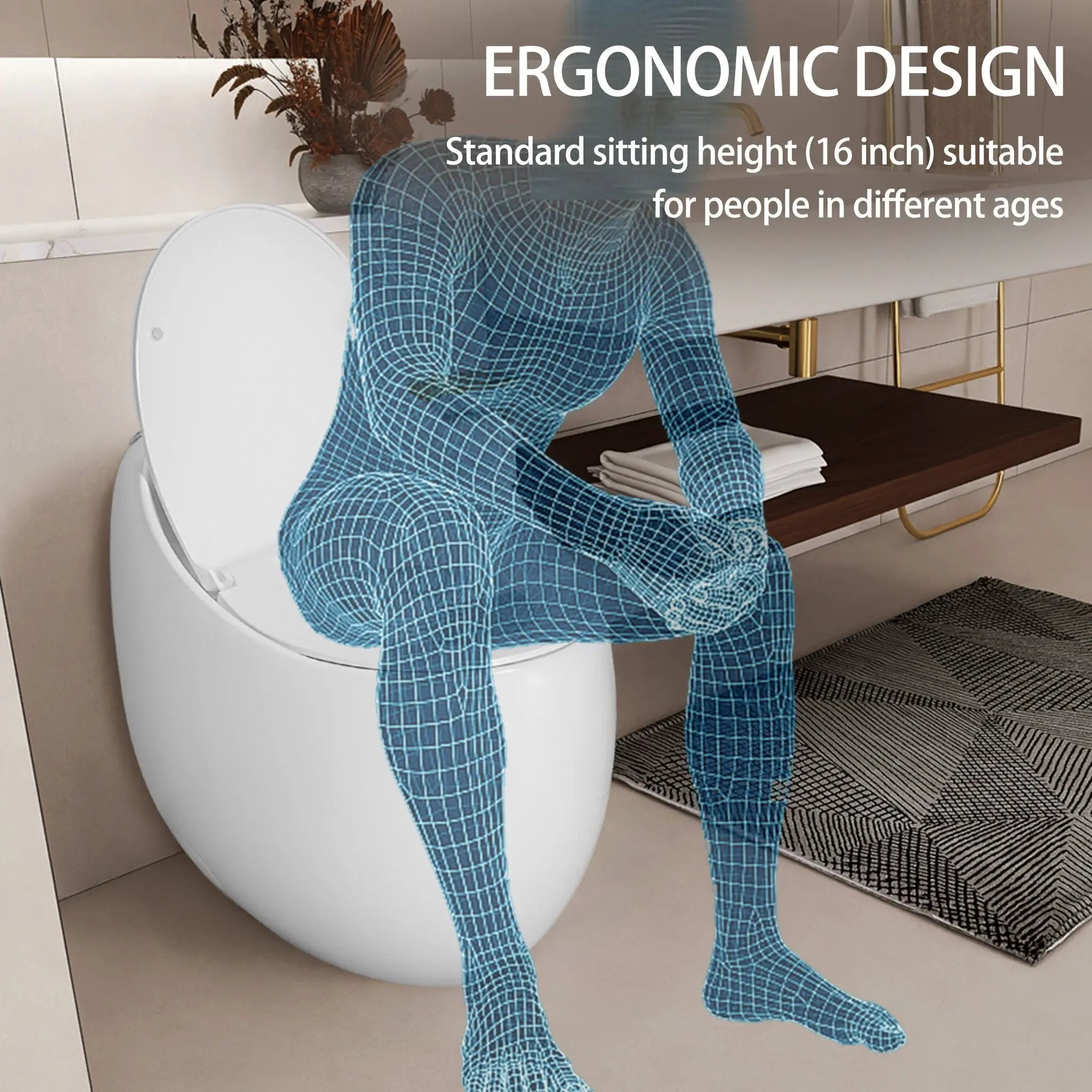 Modern Egg Shape Toilet 1.28 Gpf Single Flush Ceramic by HouseOfZazla