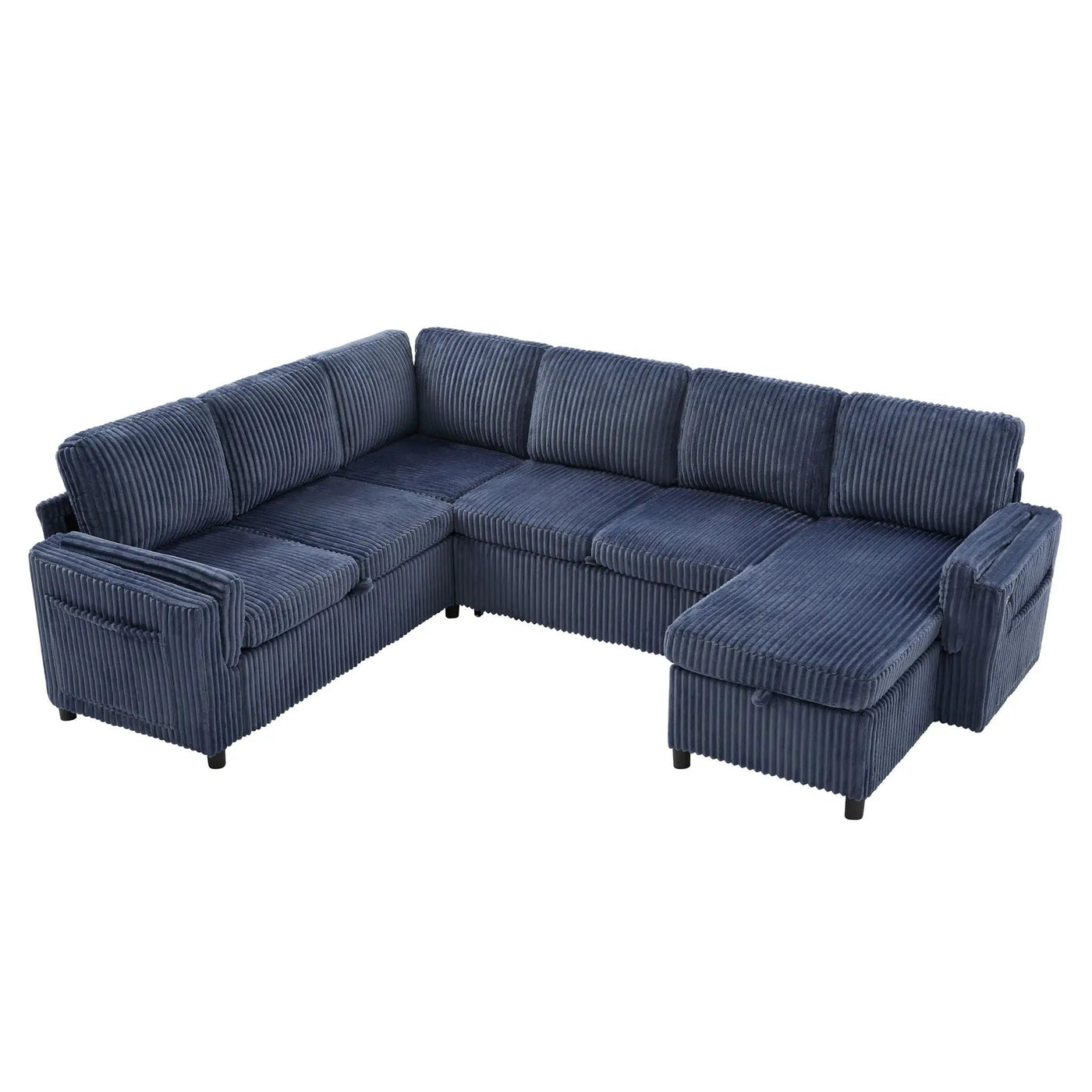 Convertible U-Shaped Sectional Sofa Bed With USB Ports And Storage by HouseOfZazla