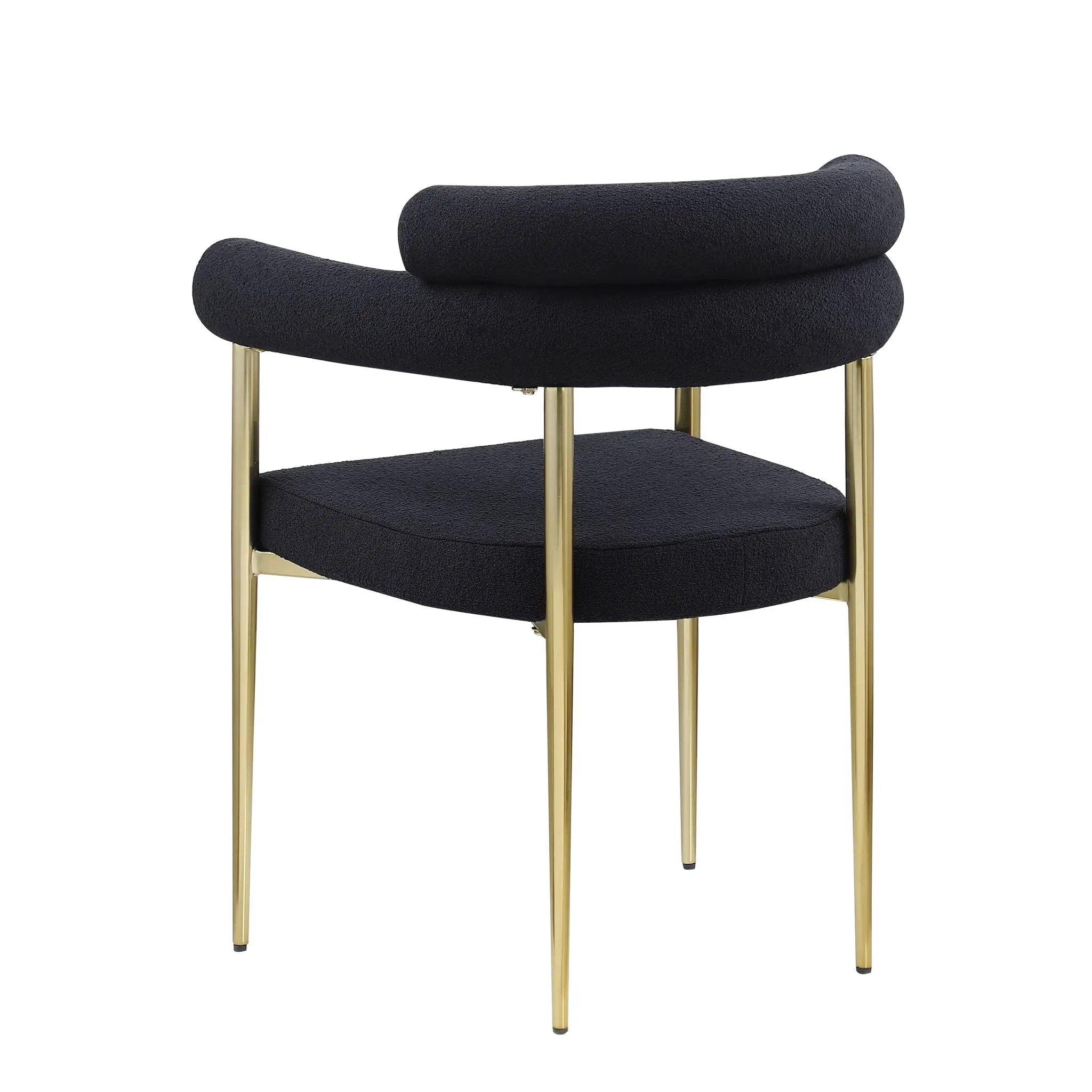 Dining Chairs (Set of 2), Mid-Century Modern Dining Chairs, Kitchen Dining Room Chairs, Round Boucle Backrest Sherpa Dining Chair With Brushed Metal Legs by HouseOfZazla