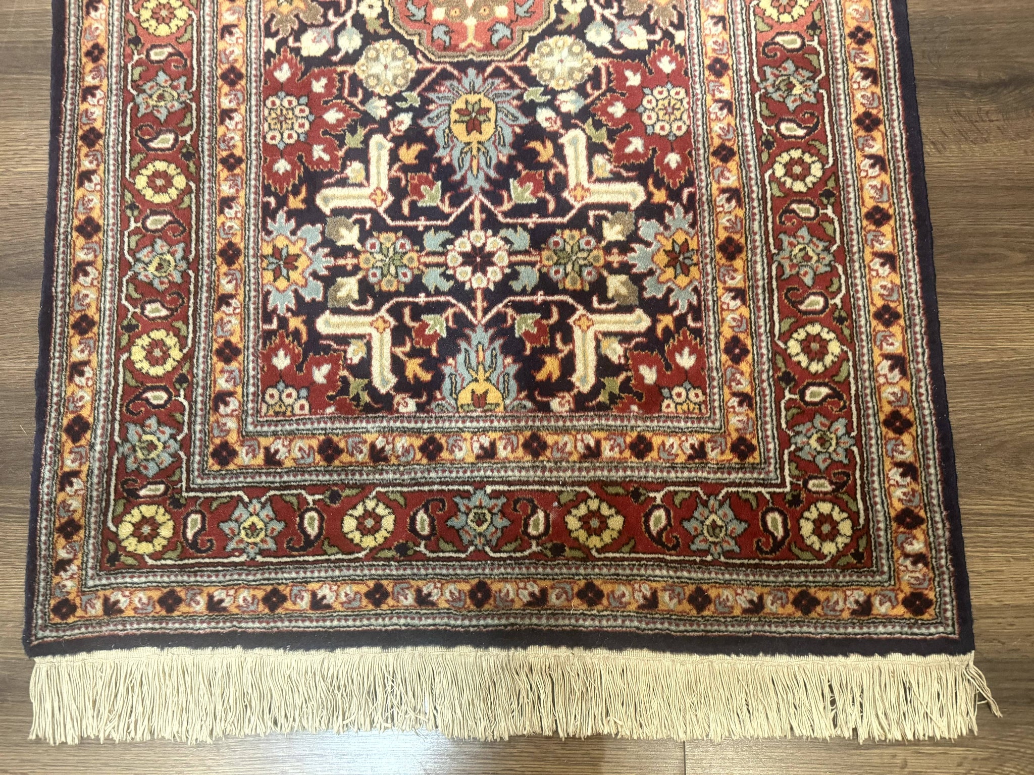 Turkish Hereke Rug 3x5, Navy Blue and Red, Fine 210 KPSI by Jewel Rugs