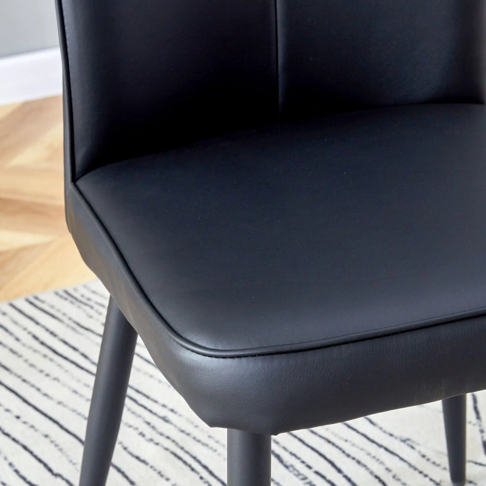 Modern Chair Set 4 Pieces With Vertical Backrest Design For Kitchen And Living Rooms - Black by HouseOfZazla
