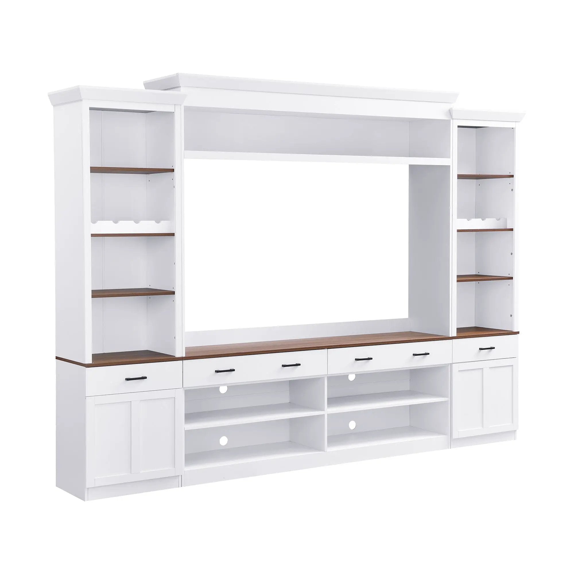 Farmhouse 4-Piece Entertainment Center with Bookshelf for TVs Up to 70" by HouseOfZazla