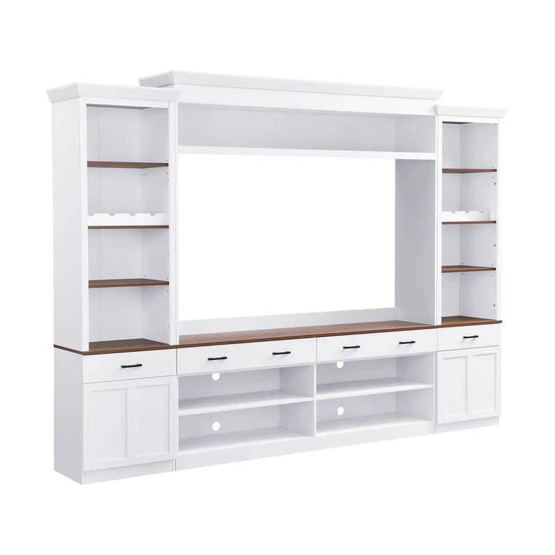 Farmhouse 4-Piece Entertainment Center with Bookshelf for TVs Up to 70" by HouseOfZazla