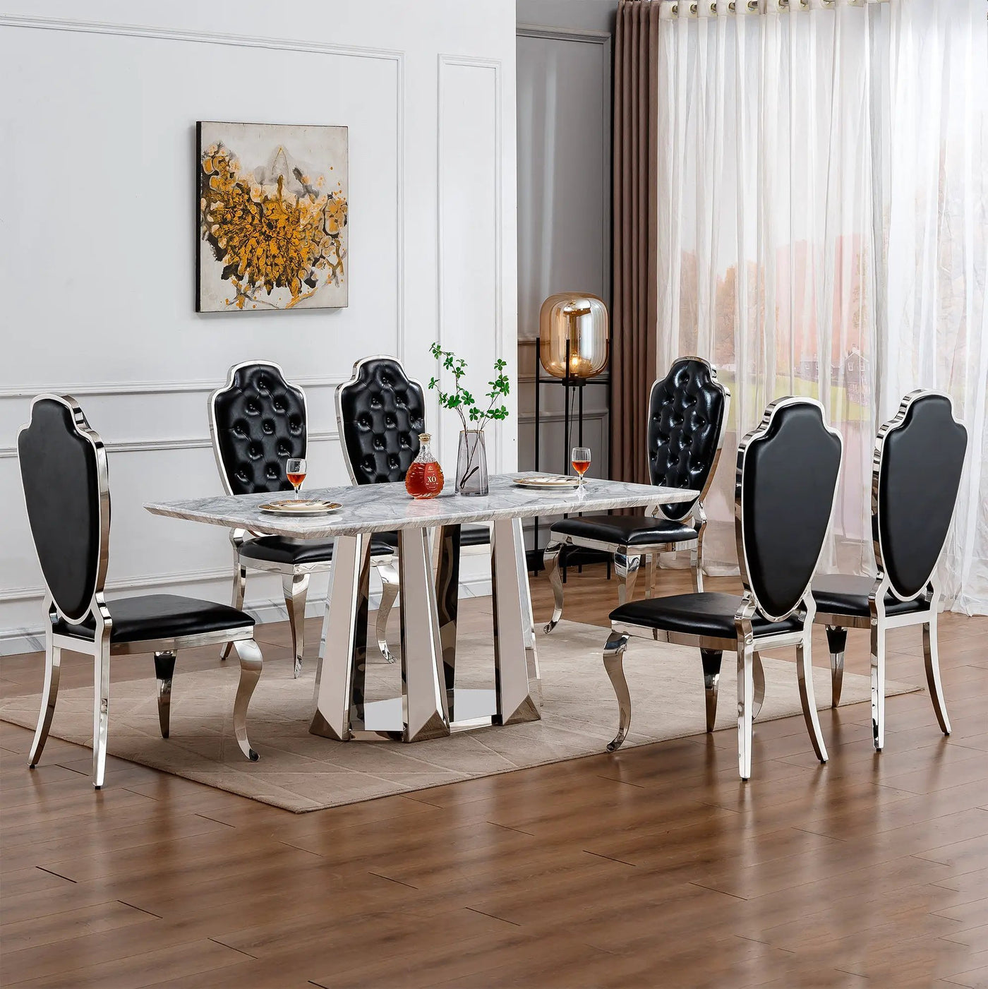 Marble Dining Table for 6 People by HouseOfZazla