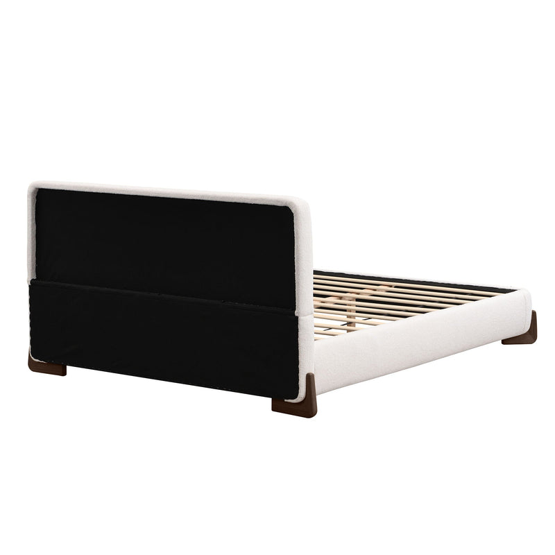 Queen Size Elegant Terry Upholstered Bed - White by HouseOfZazla