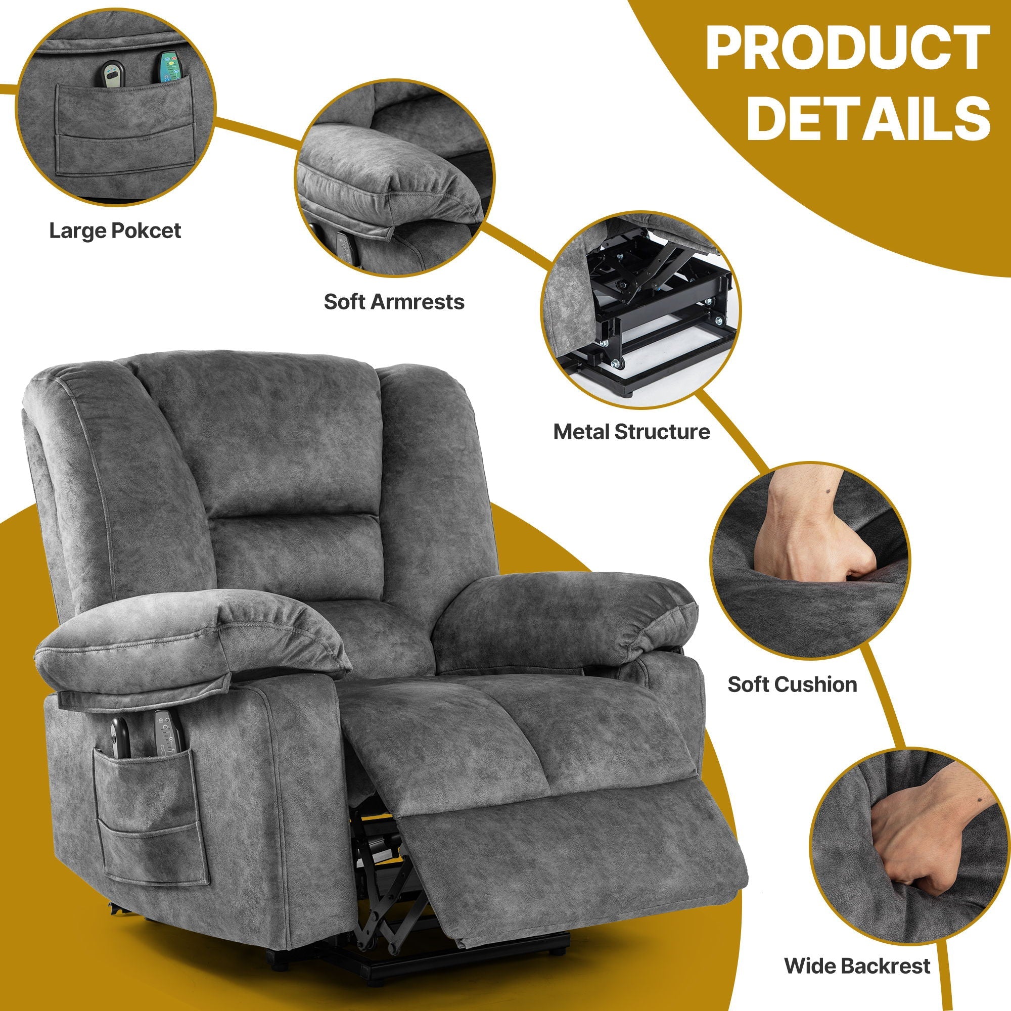 Power Lift Recliner Chair Sofa With Massage by HouseOfZazla