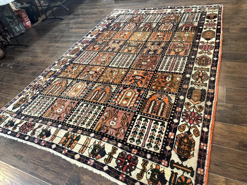 Persian Bakhtiari Tribal Rug 7x10, Panel Design, Semi Antique by Jewel Rugs