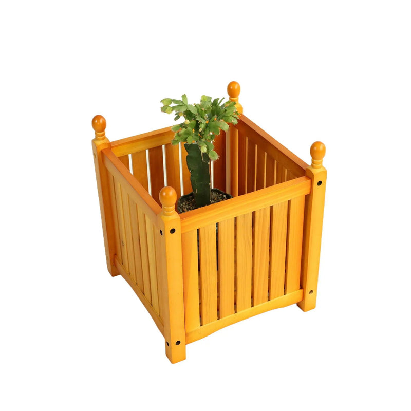 Square Outdoor Flower And Herb Pot - Teak by HouseOfZazla