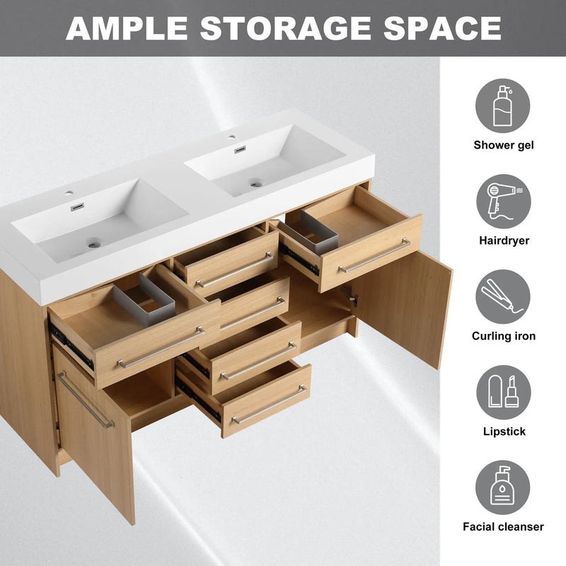 Freestanding Bathroom Vanity With Resin Sink, Soft-Closing Doors And Drawers by Unique Piece Furniture
