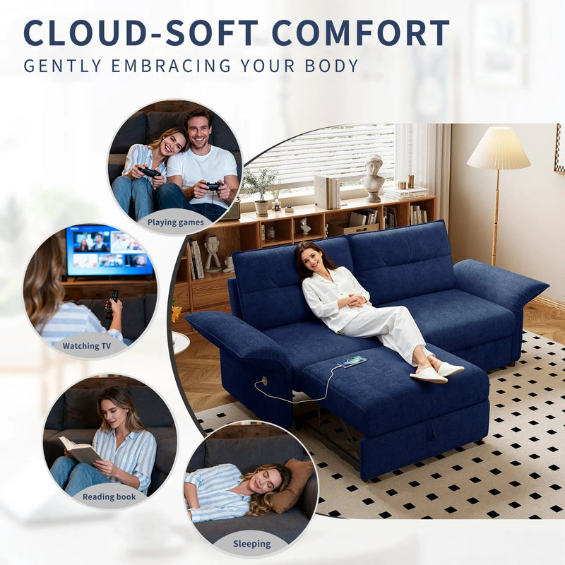 Multi-Functional 85-Inch Convertible Sofa Bed by HouseOfZazla