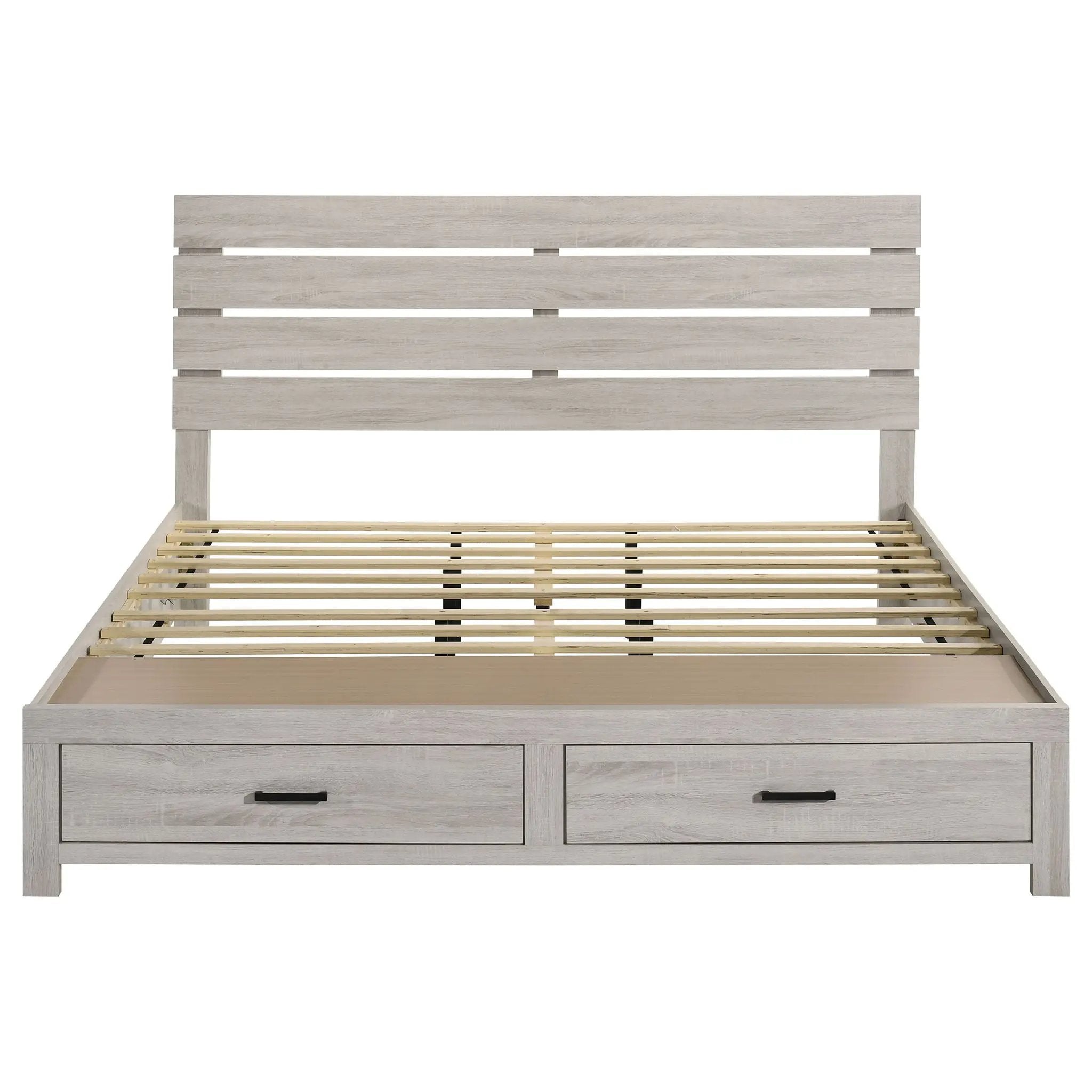 Brantford Wood Eastern King Storage Panel Bed Coastal White by Unique Piece Furniture