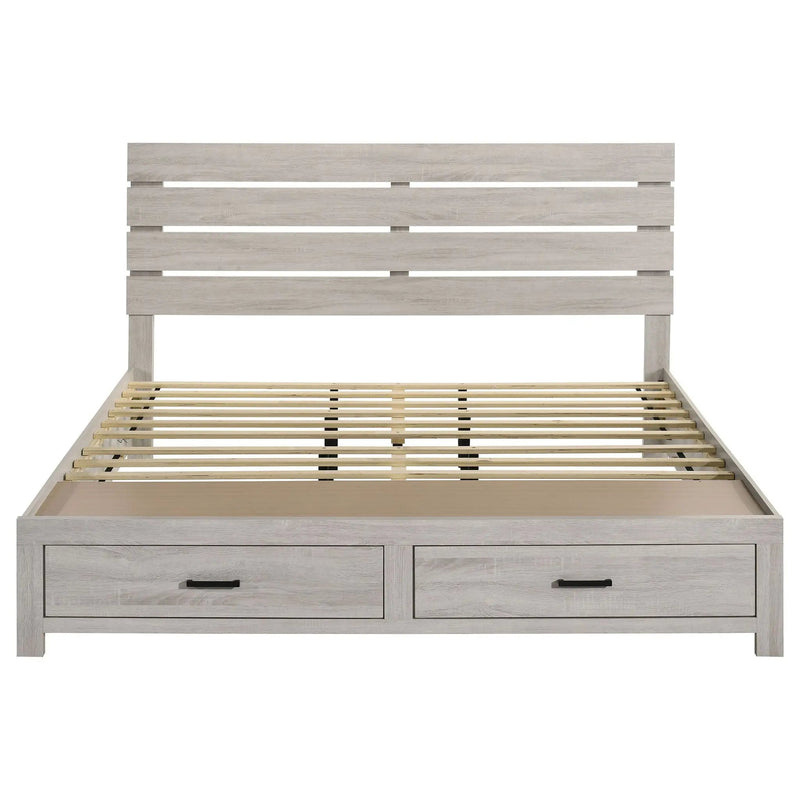 Brantford Wood Eastern King Storage Panel Bed Coastal White by Unique Piece Furniture