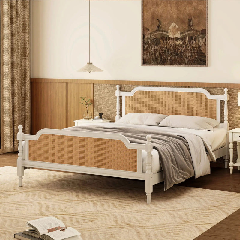 Traditional Style Rattan Bed Frame, No Box Spring Needed by Unique Piece Furniture