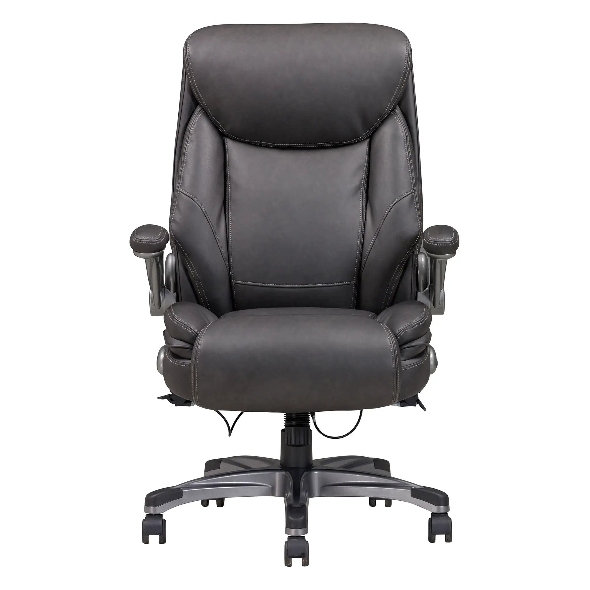 Bonded Leather Upholstered Office Chair With Adjustable Height And Armrest - Gray by HouseOfZazla