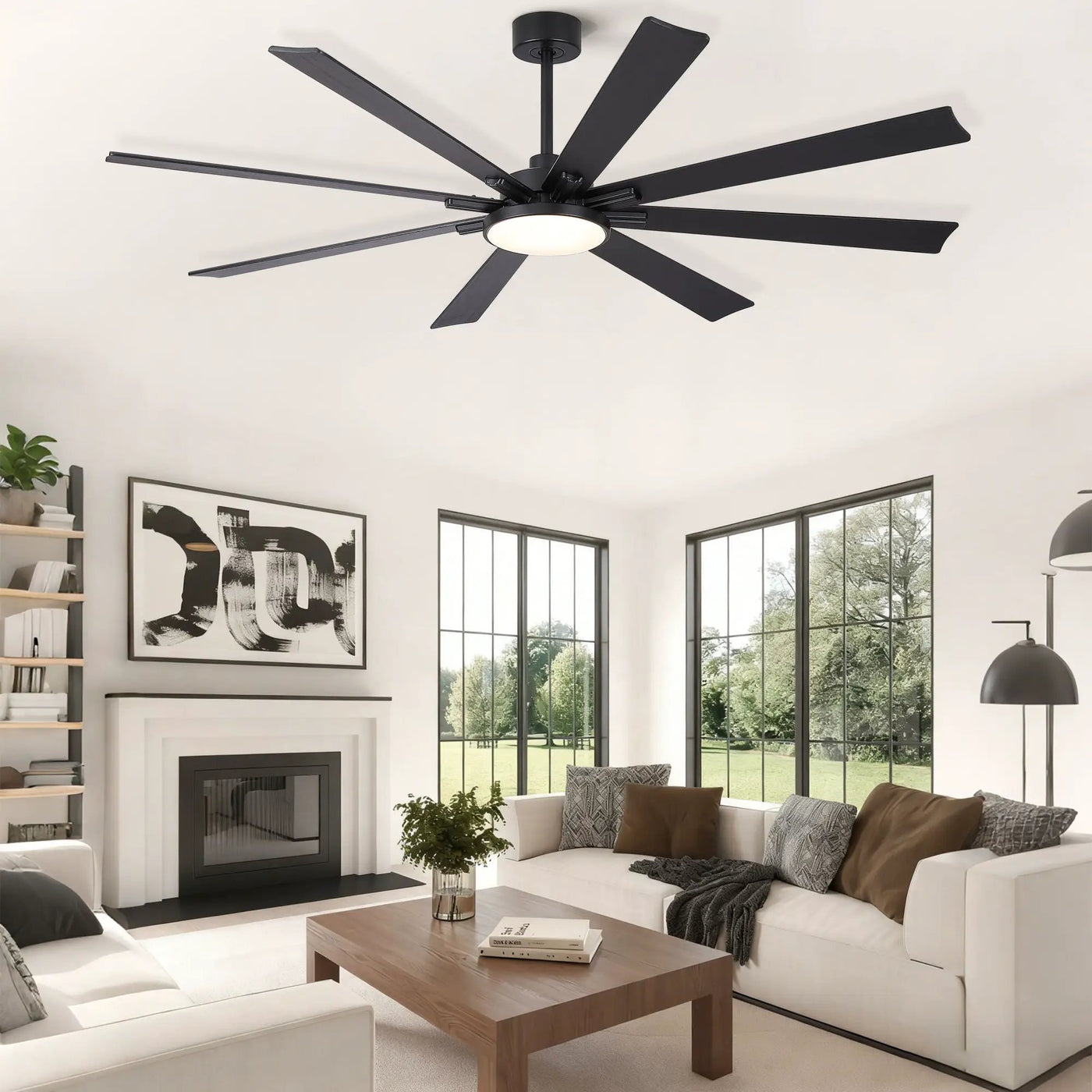 Large Ceiling Fan With Dimmable LED Light 8 Blades Remote Control, Reversible DC Motor by HouseOfZazla