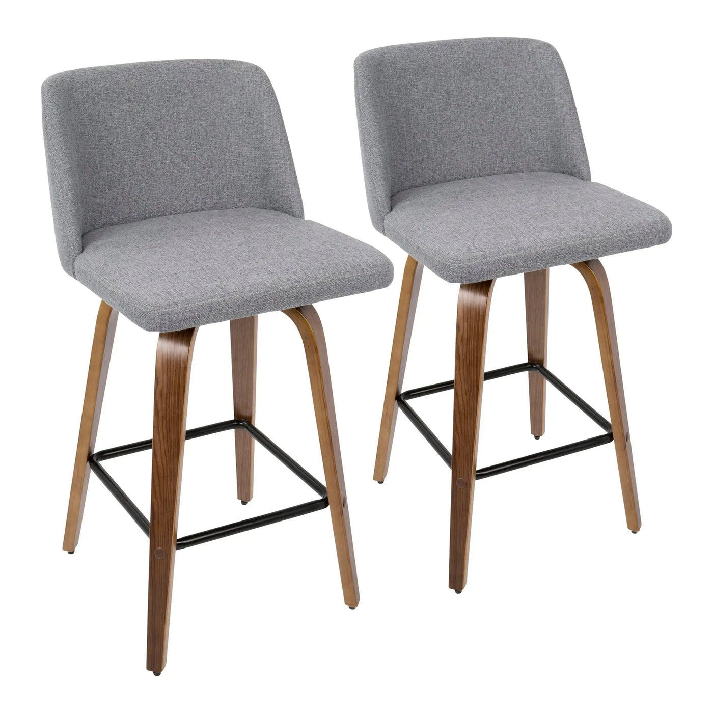 Toriano - Mid Century Modern Fixed Height Counter Stool & Square Footrest (Set of 2) by HouseOfZazla