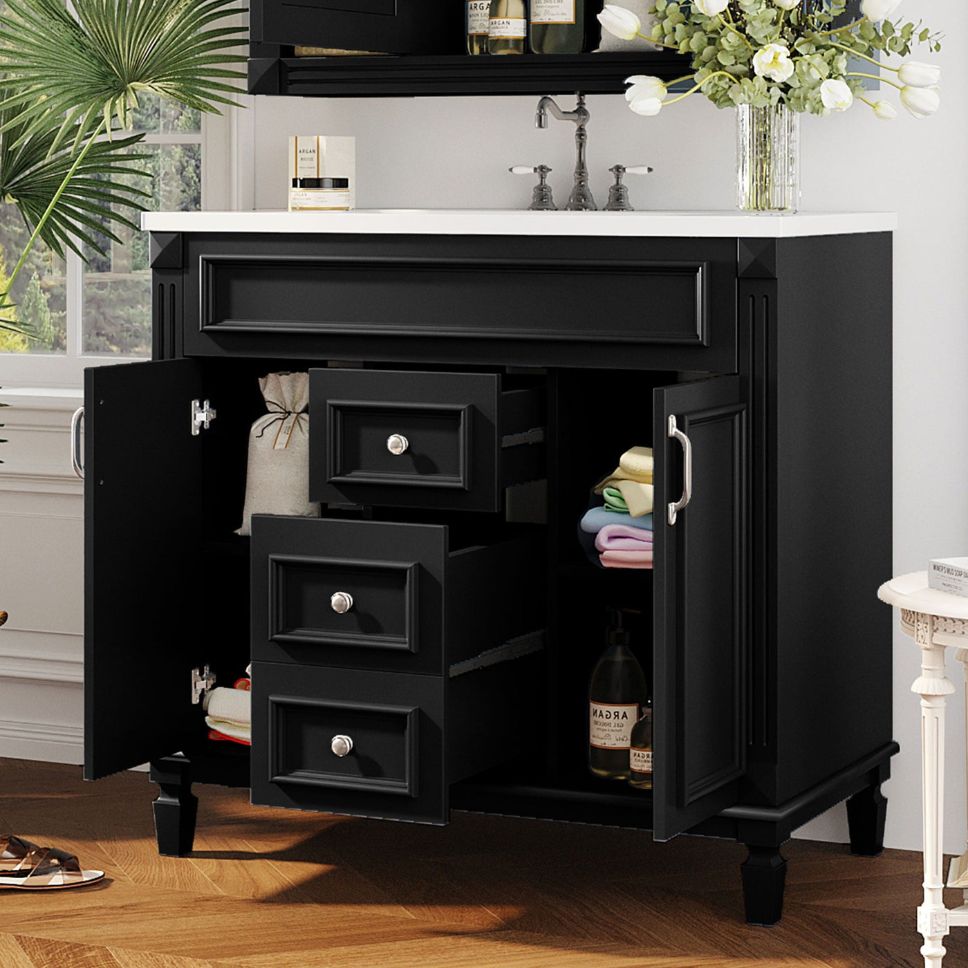 Bathroom Vanity With Top Sink, Basin On Cabinet With 2 Soft Closing Doors And 2 Drawers by Unique Piece Furniture