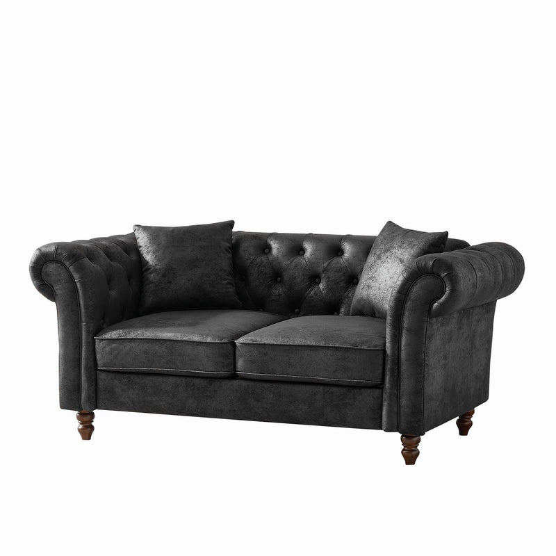 Chesterfield Loveseat, High Tech Fabric Roll Armrest by HouseOfZazla